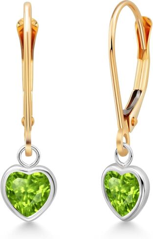 Gem Stone King 925 Sterling Silver و 14 k Gold Gold Goldstone Strains | Leverback Drop Dangle أقراط للنساء | شكل القلب 6 مم in Saudi Arabia