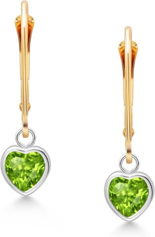 Gem Stone King 925 Sterling Silver و 14 k Gold Gold Goldstone Strains | Leverback Drop Dangle أقراط للنساء | شكل القلب 6 مم in Saudi Arabia