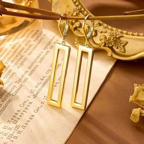 Alexcraft 925 Sterling Silver Dangle أقراط للنساء العصرية الأبعاد الهندسية المتدلية 14 كيلو متر مطلي باردة Leverback بار إسقاط الأزياء لقرط الهدايا المجوهرات in Saudi Arabia
