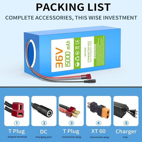 36V Lithium Battery Pack 8Ah/10Ah, Built-in 25A BMS, XT60 SM Connector, w/ 2A Charger, Compatible with Jetson Bolt pro and 36V DC 100W-600W Power Systems DIY Projects (36V 8Ah) in Saudi Arabia