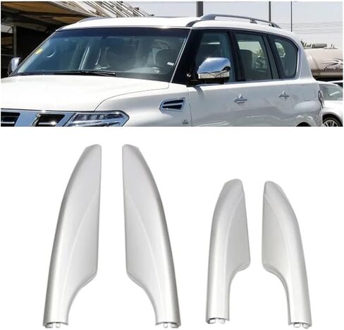 Silver Roof Rack Luggage Rack Compatible for Nissan Patrol Y62 2010-2014 2015 2016 2017 Bar Rail End Protection Replacement Cover Shell in Saudi Arabia