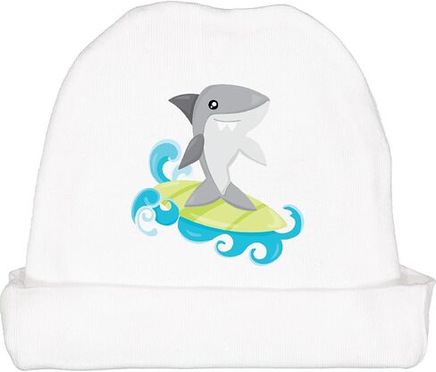 inktastic Gray Shark, Cute Shark, Surfing Board, Waves Baby Beanie Hat in Saudi Arabia