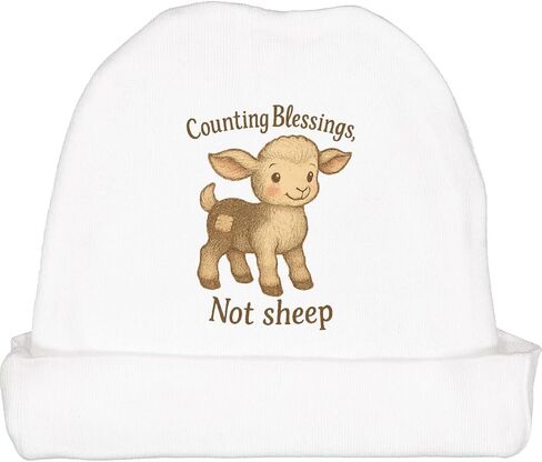 inktastic Counting Blessings Cute Lamb Art Baby Beanie Hat in Saudi Arabia
