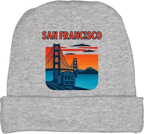 Inktastic San Francisco Golden Gate Bridge Retro Illustration Baby Beanie Hat in Saudi Arabia