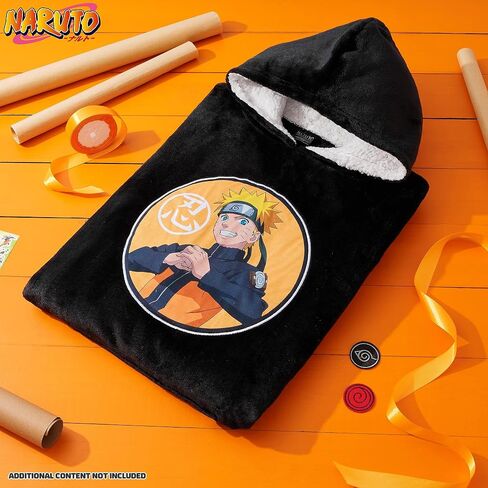 Naruto Fleece Hoodie Blanket for Boys and Teenagers - One Size Kids Fleece Poncho with Sherpa-Lined Hood Gifts for Boys in Saudi Arabia