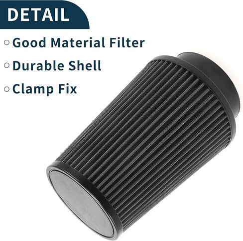 Engine Air Filter 100mm High Flow Mushroom Head Clamp-On Cold Air Intake Filter Closed-Top Cool Air Filter Cleaner with 1 Clamp Black for Car in Saudi Arabia