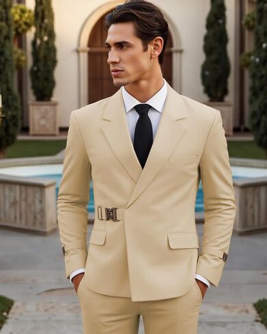 بدلة مكونة للرجال مع Clasp Clasp Slim Fit Suit الأنيقة التجارية وبدلة سهرة غير رسمية in Kuwait