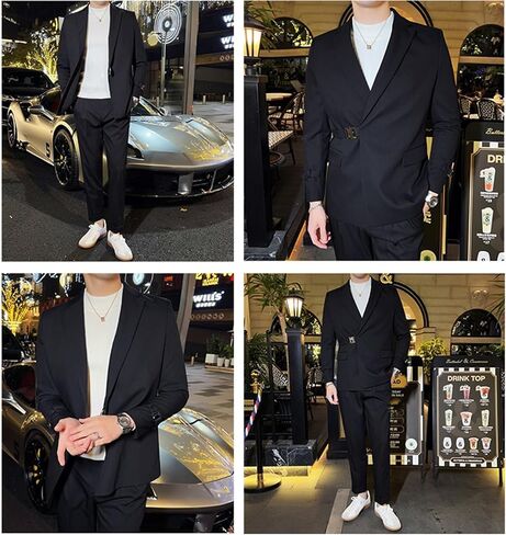 بدلة مكونة للرجال مع Clasp Clasp Slim Fit Suit الأنيقة التجارية وبدلة سهرة غير رسمية in Kuwait