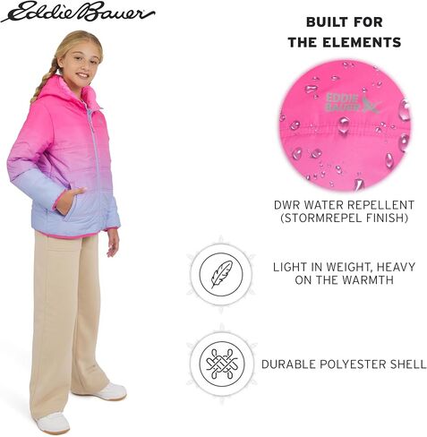 Eddie Bauer Girls' Deer Harbor Reversible Faux Fur Lined Insulated Puffer Jacket (XS-XL) in Saudi Arabia