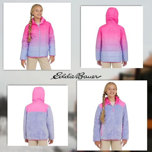 Eddie Bauer Girls' Deer Harbor Reversible Faux Fur Lined Insulated Puffer Jacket (XS-XL) in Saudi Arabia