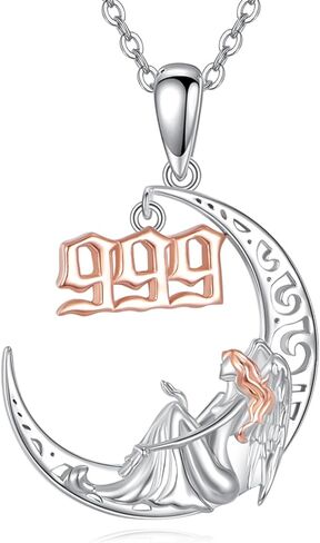 925 Sterling Silver Angel Number 222/444 Necklace Moon Ladies Jewelry Fine Gifts for Women in Kuwait