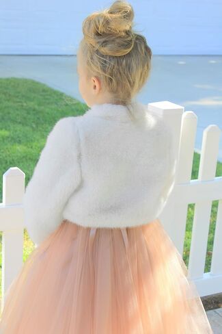 ekidsbridal flower girl faux fur cape cover-up Bolero Jacket Coat in Saudi Arabia