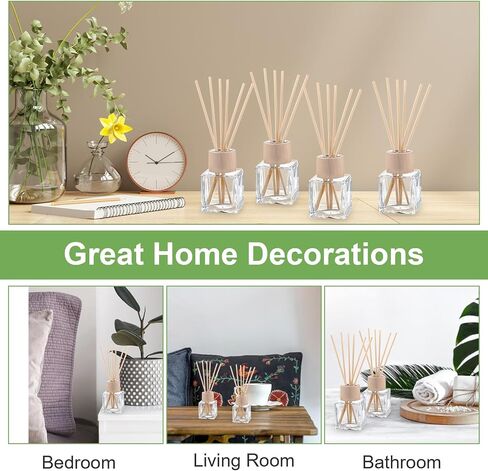 12 Set Reed Diffuser Bottle Empty Fragrance Glass Diffuser Bottles Refillable Diffuser Bottles Set with Wooden Caps Rattan Sticks 50ml 1.7 Oz Glass Jars for Home in Saudi Arabia