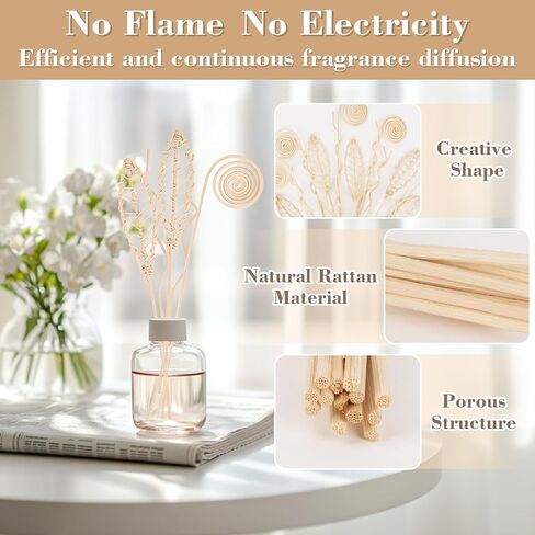 عصي الناشر القصب - 20pcs Rattan Reed Diffuser Diffuser العصي الطبيعية راتان خشبية العصي الناشئة الناشئة ، وحافظ على رائحة العطور للمنزل ، وغرفة المعيشة ، والحمام ، والمكتب ، والديكور in Saudi Arabia