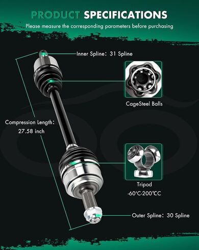 Scitoo الأمامي السائق اليسرى الجانبية CV Axle Asslebly ملاءمة لـ Honda Ridgeline 3.5L NCV36205 ، HO8651،44306T6ZA01 in Saudi Arabia