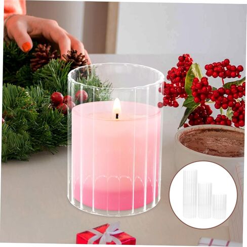 Glass Shades for Candle Holder Tapered Candle Hurricane Sleeve Tall Tea Light Candles Taper Candle Clear Glass Candle Covers Household Candle Shades Clear Candle Tube Shades in Saudi Arabia