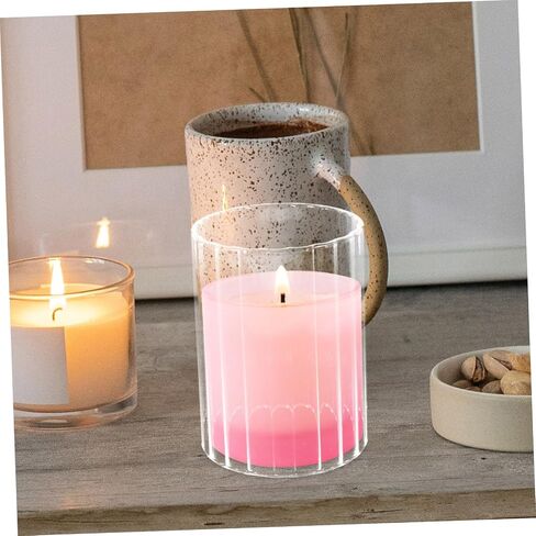 Glass Shades for Candle Holder Tapered Candle Hurricane Sleeve Tall Tea Light Candles Taper Candle Clear Glass Candle Covers Household Candle Shades Clear Candle Tube Shades in Saudi Arabia