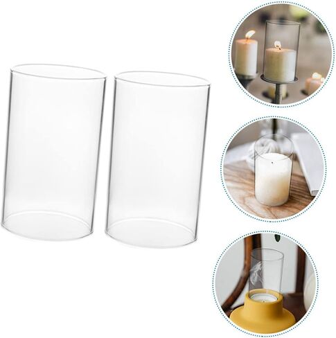 2pcs Glass Candle Shades Windproof Candle Cover for Home Decor Holders for Romantic Atmosphere and Party Decorations in Saudi Arabia