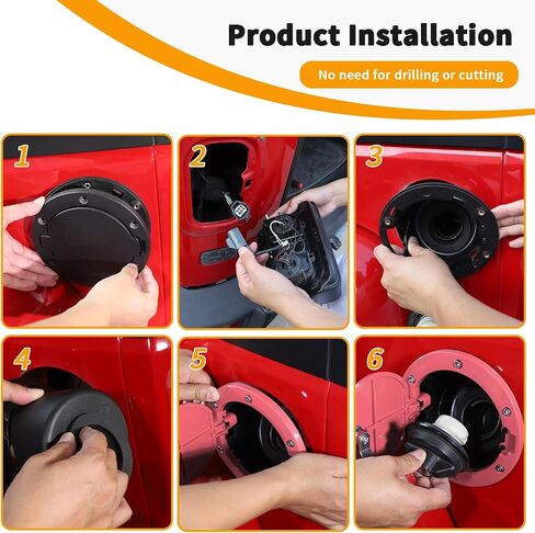 غطاء الغاز Hoolcar غلاف الوقود غلاف باب الغاز غطاء خزان الغاز غطاء قفل متوافق مع Jeep Wrangler JK JKU 2007-2017 ، الملحقات الخارجية ، الأحمر in Saudi Arabia
