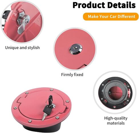 غطاء الغاز Hoolcar غلاف الوقود غلاف باب الغاز غطاء خزان الغاز غطاء قفل متوافق مع Jeep Wrangler JK JKU 2007-2017 ، الملحقات الخارجية ، الأحمر in Saudi Arabia