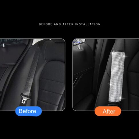 Auto Armrest Console Cushion, Arm Rest Padding Protective Case, Rhinestone Decoration Car Decor Accessories for Women Silver Crystals, Gear set in Saudi Arabia