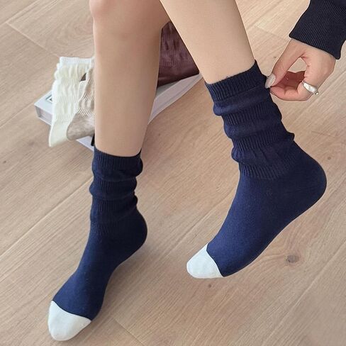 Zrylibya نساء لطيف الجوارب الجوارب الرجعية Scrunch Crew Socks 4 أزواج in Kuwait