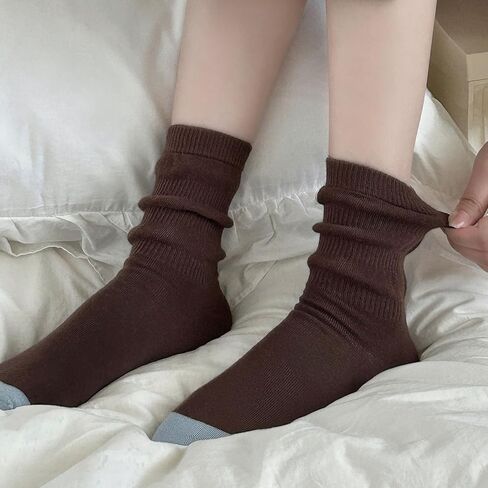 Zrylibya نساء لطيف الجوارب الجوارب الرجعية Scrunch Crew Socks 4 أزواج in Kuwait