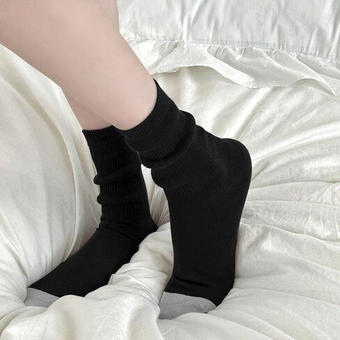 Zrylibya نساء لطيف الجوارب الجوارب الرجعية Scrunch Crew Socks 4 أزواج in Kuwait