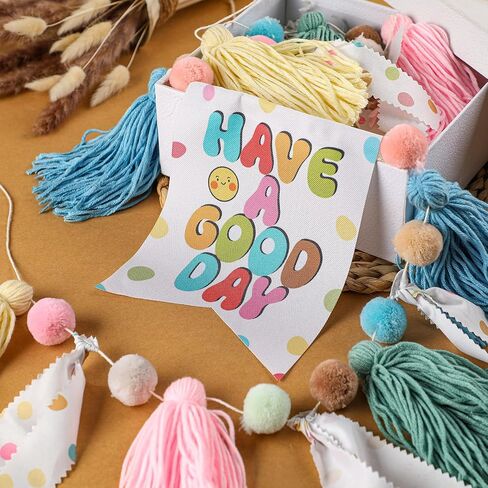 Viorawhite Boho Garland Garland Pastel Pom Pom Garland Classroom Decory Decoration Felt Ball Banner أتمنى لك يومًا جيدًا جدارًا معلقًا للاستحمام الطفل إلى غرفة نوم الحفلات المدرسية in Kuwait