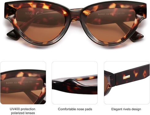 SOJOS Retro Polarized Cat Eye Sunglasses Womens Vintage Shades Trendy Stylish Sunnies SJ2331A in Saudi Arabia