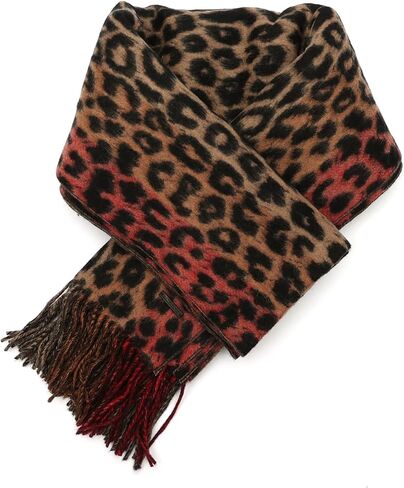 Women's Leopard Stripe Woven Scarf, 100% Wool Accessory, Lightweight Fabric in Saudi Arabia