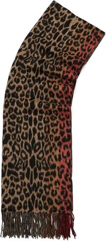 Women's Leopard Stripe Woven Scarf, 100% Wool Accessory, Lightweight Fabric in Saudi Arabia