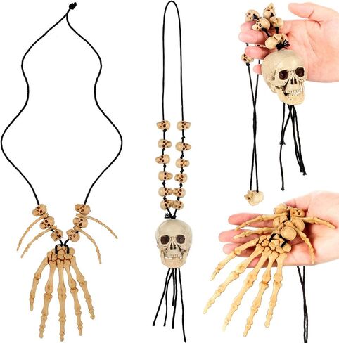 Hicarer 4 قطع هالوين جمجمة عظمية عظمية العظم قلادة قلادة قلادة الهيكل العظمي Head Head Bone Charm Cosplay Fancy Party Halloween Jewelry Assume Fant Dress for Women Men in Saudi Arabia