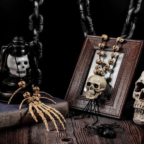 Hicarer 4 قطع هالوين جمجمة عظمية عظمية العظم قلادة قلادة قلادة الهيكل العظمي Head Head Bone Charm Cosplay Fancy Party Halloween Jewelry Assume Fant Dress for Women Men in Saudi Arabia