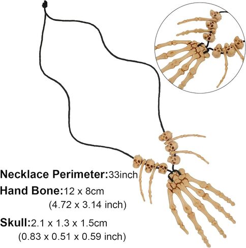 Hicarer 4 قطع هالوين جمجمة عظمية عظمية العظم قلادة قلادة قلادة الهيكل العظمي Head Head Bone Charm Cosplay Fancy Party Halloween Jewelry Assume Fant Dress for Women Men in Saudi Arabia