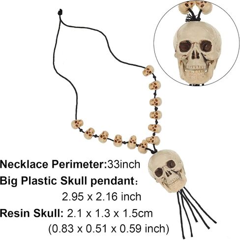 Hicarer 4 قطع هالوين جمجمة عظمية عظمية العظم قلادة قلادة قلادة الهيكل العظمي Head Head Bone Charm Cosplay Fancy Party Halloween Jewelry Assume Fant Dress for Women Men in Saudi Arabia