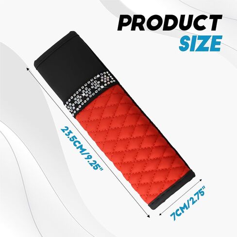 Wuyaoyao 2pcs حزام حزام مقعد بلينغ ، أغطية حزام الأمان الجلدي المتنفس للسيارات ، أغطية حزام كتف حزام الأمان الناعم ، وسادة حزام مقعد السيارات (الأحمر) in Kuwait