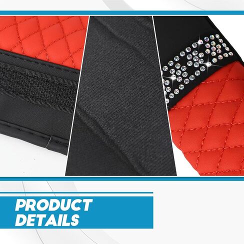 Wuyaoyao 2pcs حزام حزام مقعد بلينغ ، أغطية حزام الأمان الجلدي المتنفس للسيارات ، أغطية حزام كتف حزام الأمان الناعم ، وسادة حزام مقعد السيارات (الأحمر) in Kuwait