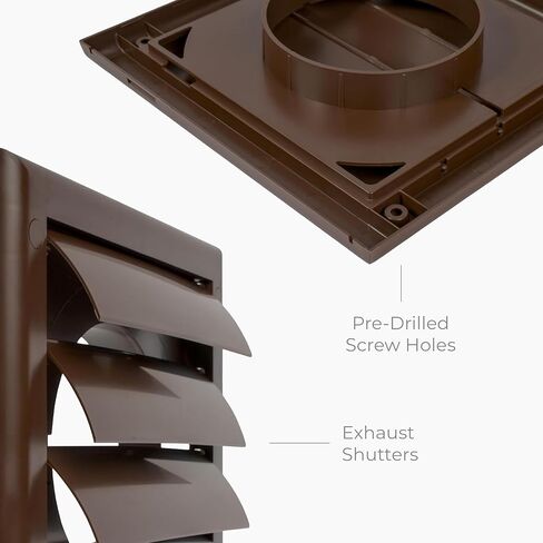 غطاء فتحة عادم مربعة الشكل مقاس 4 بوصات باللون الأسود - غطاء فتحة تهوية لقناة المجفف - غطاء فتحة تهوية مع مصاريع - شبكة هواء بلاستيكية أحادية الاتجاه - فتحات لولبية مخفية in Kuwait