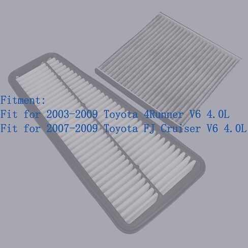 Engine & Cabin Air Filter Fit for 2003-2009 Toyota 4Runner V6 4.0L, 2007-2009 FJ Cruiser V6 4.0L, Replace 178010P010 1780131090 8713947010 17801-0P010 17801-31090 87139-47010 in Saudi Arabia