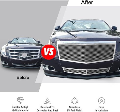 APS متوافق مع Cadillac CTS 2008-2013 و 11-14 CTS كوبيه الرئيسية العليا السفلى المصد من الفولاذ المقاوم للصدأ الشواء الشواء الأمامي in Saudi Arabia