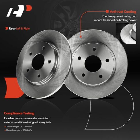 A-Premium 12.01 inch (305mm) Rear Solid Disc Brake Rotors Compatible with Select Dodge, Ram, Volkswagen and Chrysler Models - Town & Country, Grand Caravan, Journey, C/V, Routan, 2-PC Set in Saudi Arabia