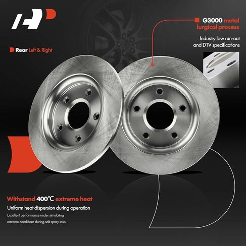 A-Premium 12.01 inch (305mm) Rear Solid Disc Brake Rotors Compatible with Select Dodge, Ram, Volkswagen and Chrysler Models - Town & Country, Grand Caravan, Journey, C/V, Routan, 2-PC Set in Saudi Arabia