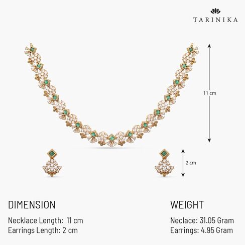 TARINIKA Dalika Nakshatra CZ Short Necklace Set with Floral Design - Indian Jewelry Sets for Women | Perfect for Casual Occasions | Traditional South Indian Necklace | 1 Year Warranty* in Kuwait