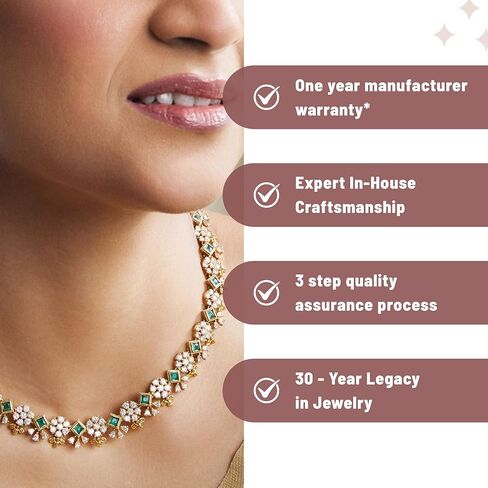 TARINIKA Dalika Nakshatra CZ Short Necklace Set with Floral Design - Indian Jewelry Sets for Women | Perfect for Casual Occasions | Traditional South Indian Necklace | 1 Year Warranty* in Kuwait