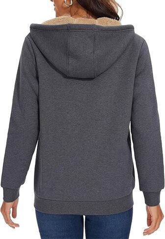 zip up hoodie women fleece sherpa مبطن سترة خريف شتاء معطف الملابس العصرية غير الرسمية in Kuwait