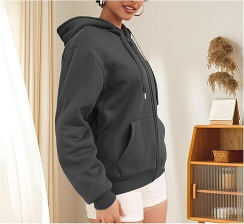 zip up hoodie women fleece sherpa مبطن سترة خريف شتاء معطف الملابس العصرية غير الرسمية in Kuwait
