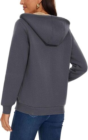 zip up hoodie women fleece sherpa مبطن سترة خريف شتاء معطف الملابس العصرية غير الرسمية in Kuwait