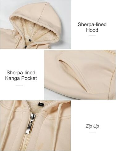 Zip Up Hoodie Women Fleece Sherpa Lined Jacket Fall Winter Coat Casual Trendy Clothing in Saudi Arabia