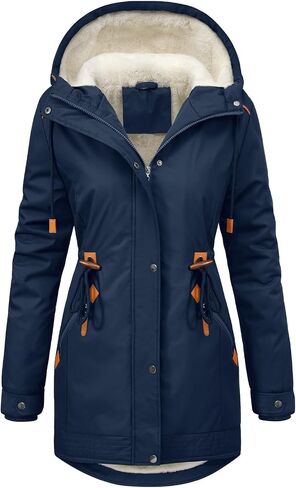 Women's Winter Quilted Coat Thicken Parkas Fleece Lined Down Jacket Warm Puffer Outwear with Fur Hood in Saudi Arabia